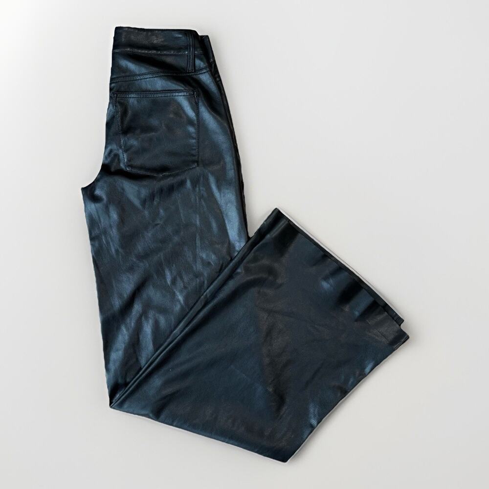 Alice Olivia Faux Leather Pants Women's 0 Black Wide Leg Designer Glam Boho NWT
